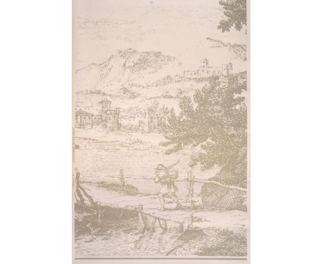 Novarro Mural Originally hand screen printed in the early 20th century, a monotone framed scenic design in four panels in Toi