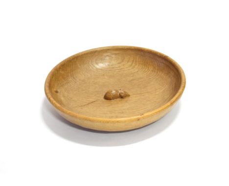 Mouseman: A Robert Thompson of Kilburn English Oak Circular Fruit Bowl, adzed interior and exterior, with carved mouse signat