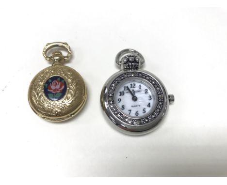 A Rotary miniature ladies pocket watch together with one other.