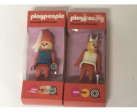 Two Original 1970s Marx Toys Play People in boxes.