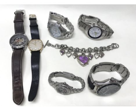 A bag of assorted watches including Rotary, Police etc.