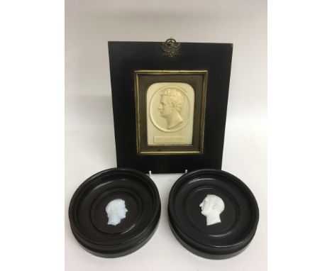 Three framed Victorian relief  portrait plaques, slightly a/f