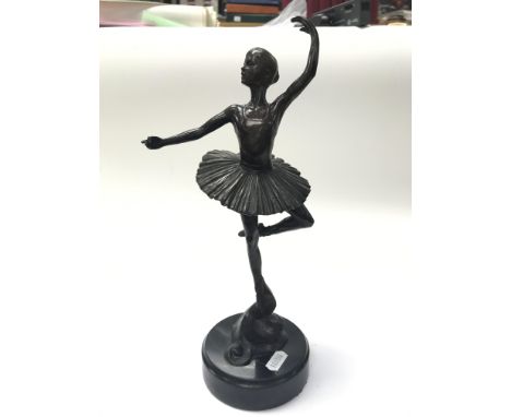 A bronze figure of a ballerina, signed A. Leonard, height approx 32cm