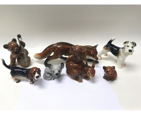 A collection of Goebel ceramic animals.