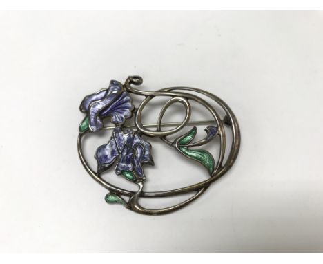 A silver and enamel brooch. Weight approx  12g