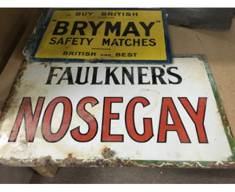 Two enamel signs,Faulkner’s nosegay and Brymay safety matches