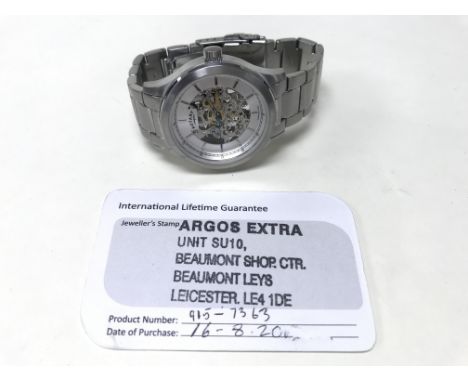 A gents Rotary automatic skeleton wristwatch.
