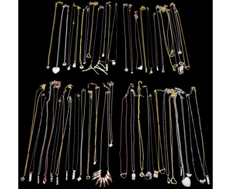 Fifty pendant necklaces including star and heart designs Condition Report:Costume jewellery 