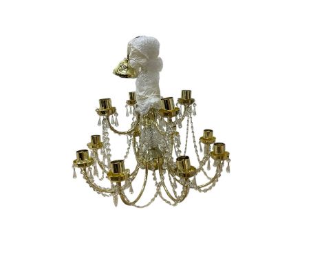 Twelve branch gilt metal chandelier, H52cm