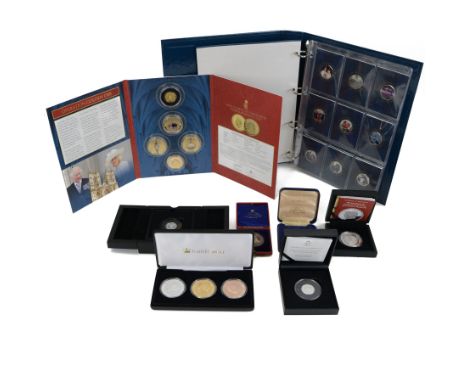 Three silver proof coins, comprising Queen Elizabeth II Isle of Man 2022 'Platinum Jubilee' silver sovereign, King Charles II