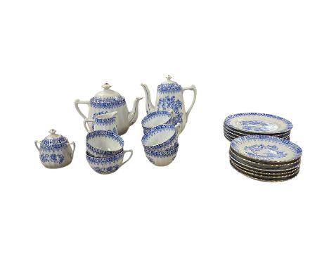 Arzberg German china tea service for six, comprising teapot, coffee pot, milk jug, covered sucrier side plates, cups and sauc