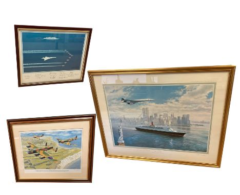 Arthur Gibson, framed print of Concorde and the Red Arrows, John Young print Salute to the Queen, Concorde over New York and 