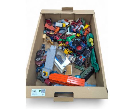 Collection of playworn diecast vehicles, including two Corgi Toys Batmobiles and a Corgi Toys Man From UNCLE Oldsmobile