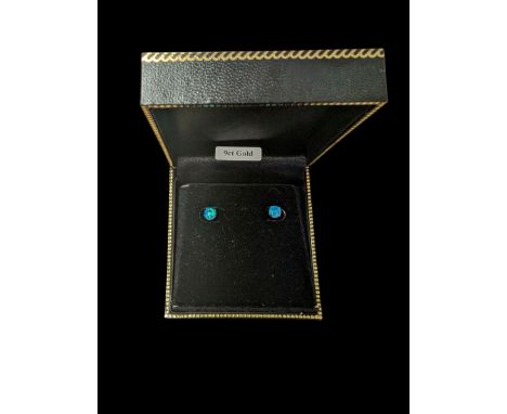 Pair of 9ct gold opal stud earrings, boxedCondition Report:Approx 0.3 grams, diameter 4mm