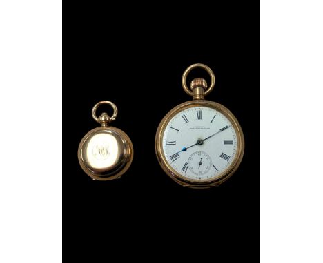 Waltham gold plated lever pocket watch, together with a gold plated sovereign case with monogram cover