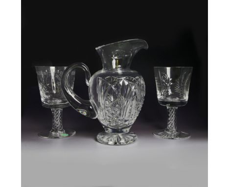 Waterford crystal jug, together with Stuart Crystal York Minster Goblet, Stuart Crystal commemorative goblet and other glassw