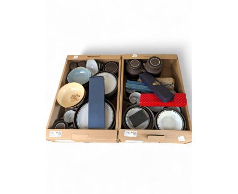 Hornsea Contrast pattern tea and dinner wares, including plates, teapot, bowls, Denby bowls, boxed cutlery and costume jewell