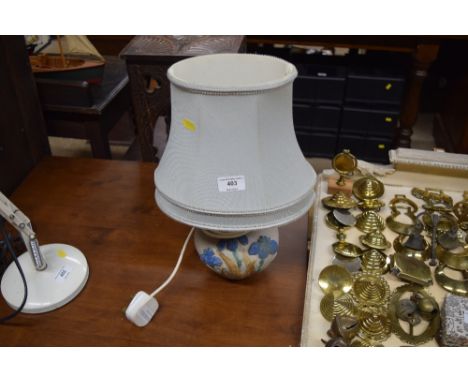 A Bernard Rooke pottery table lamp and shade 