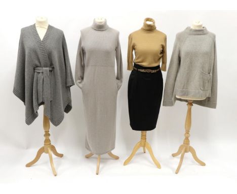 Small Group of Ladies Assorted Designer Clothing, comprising Ralph Lauren grey shawl cardigan, a merino wool, cashmere, silk 