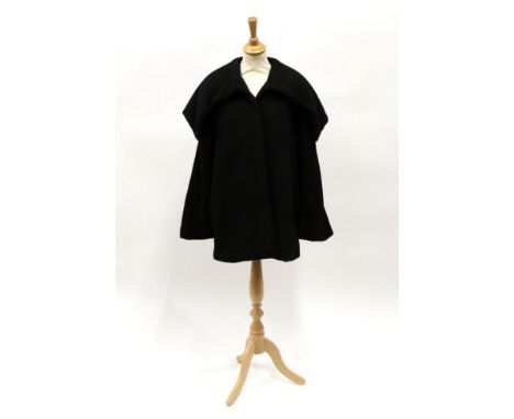 Alexander McQueen Black Cashmere Coat, with deep shawl collar and enclosed button fastening (labelled size 40)