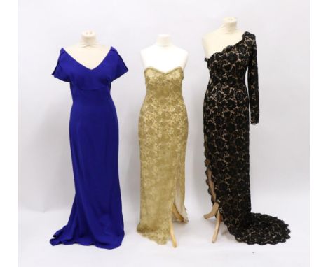 Stella McCartney Royal Blue Full Length Evening Gown, wide v-neckline, short sleeves, zip fastening to reverse (labelled size