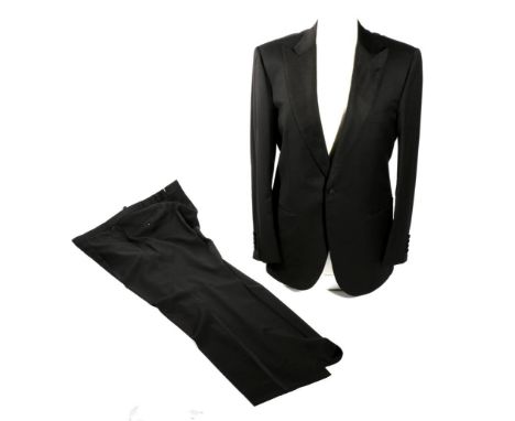 A Rare Brioni for James Bond Black Dinner Jacket and Trousers, with silvered lining woven with Brioni and the 007 emblem with