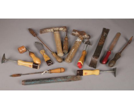 A group of vintage hand tools.  