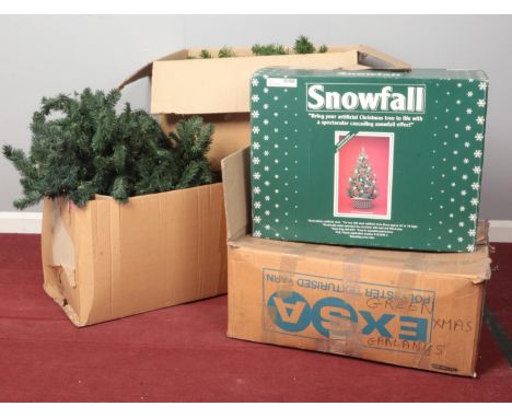 A selection of vintage boxed Christmas tree's &amp; garlands.  
