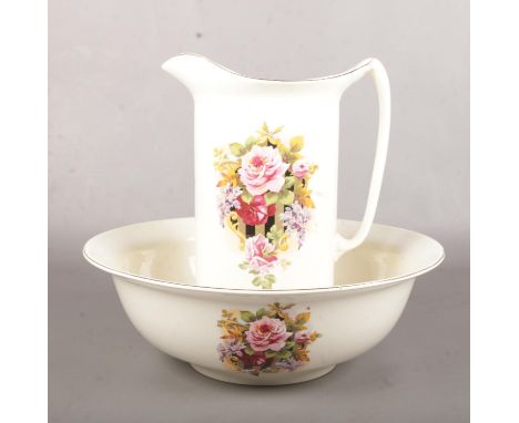 A ceramic wash jug &amp; bowl. 37cm height.  