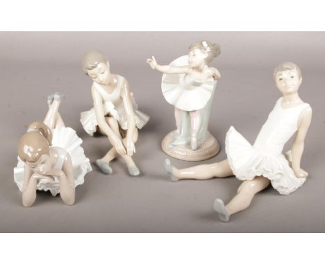 Four Nao by Lladro Ballerina Figures.  