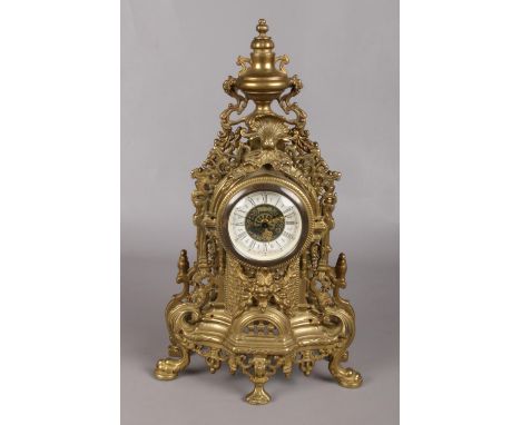 A Brass Decorative Mantle Clock.  Movement has been Converted to a Quartz Battery Movement.
