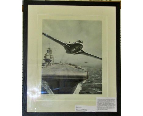 Roy Nockolds (British, 1911-1979) - 'Hawker Siddeley Sea Hawk (1951)', hand tinted offset print, titled and dated in pencil b