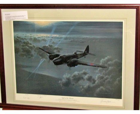 Military and Aviation Interest - Five framed prints by different artists, to include: Gerald Coulson 'Night of the Hunter', l