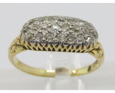 Antique 18ct pave set old-cut diamond ring, size H/I, 3.8g 