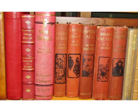 Collection of early 20th century books including 5 volumes by W W Jacobs, R L Stevenson Poems, Experiences of an Irish R M, w