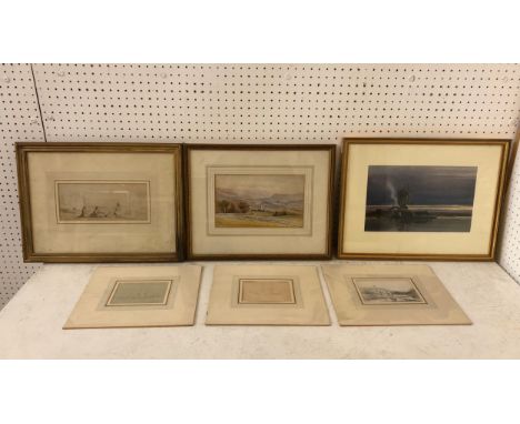 Six drawings and paintings, to include: Benjamin Williams Leader (1831-1923) - three mounted, pencil studies, approx. 10 x 14