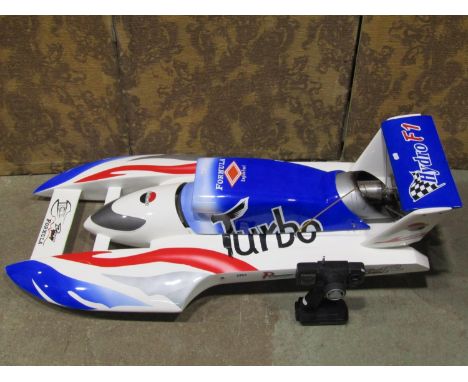 High performance radio controlled futuristic model power boat with Futaba digital radio controlled system, the shell in glass