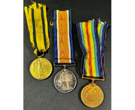 A First World War medal group, awarded to Pte. A Perry, Gloucester Reg. 