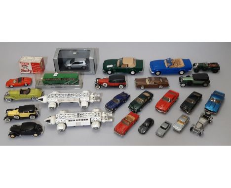 Mixed collection of model vehicles including 2 1970's Dinky Eagle Freighters, Aston Martins by Western Models, Illustra and A