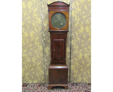 A Georgian mahogany longcase clock by George Claridge of Chepstow, circular brass dial and eight day striking movement 
