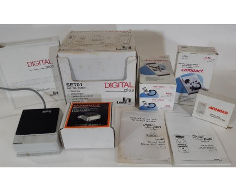 Digital Plus railway modelling equipment comprising Set 01 and 3 boxed hand controls  by Lenz together with transformers by M