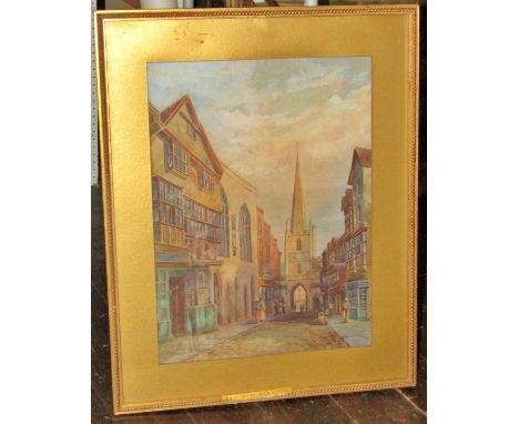 William Woods Hodges (19th Century) Saint Johns Arch, Bristol, c.1879, watercolour on paper, signed below with title inscribe