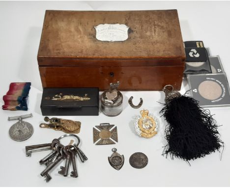 19th century maple box with silver presentation script - To Admiral Kennady from Roland Stuart, wood from a maple tree cut at