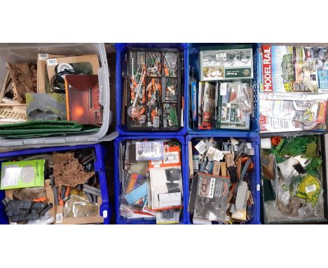 Large quantity of railway modelling materials and N gauge boxed kits including Ratio Trackside kits 240, 241, 251, 253, Markl