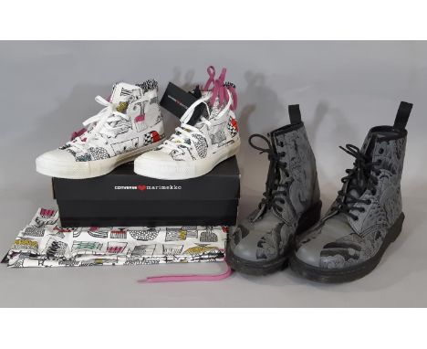 A pair of Converse All star high top shoes from the Marrimekko range in 'Kippis' design by Maija Louekari, UK size 7.5 with t