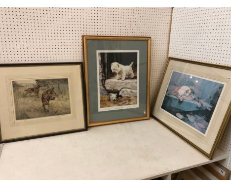 Three limited edition prints of dogs, to include: Henry Wilkinson - 'Irish Red Setters', limited edition etching in colours s