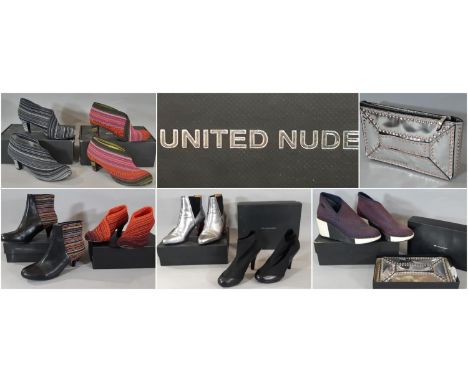 A collection of 9 pairs of designer ladies footwear by United Nude, all boxed size 41, including shoes and ankle boots, all s