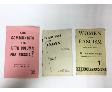 British Union of Fascist booklets: "Fascism and India" booklet by William Joyce. (Better known as "Lord Haw-Haw") Published b
