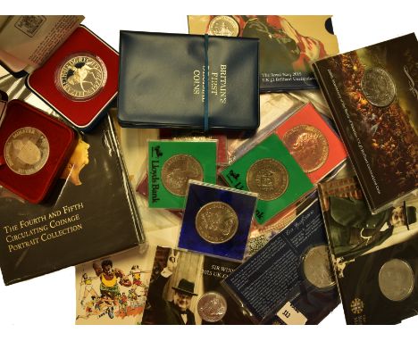 Silver Proof Crown 1977, £20 Silver 2015 Coin Pack, Churchill, Southwell Minister Royal Maundy 1984 Silver Medal in Red case,