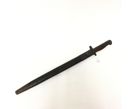 WW1 British 1907 pattern SMLE bayonet. 43cm long blade maker marked and dated "Wilkinson 1/17". Complete with scabbard marked